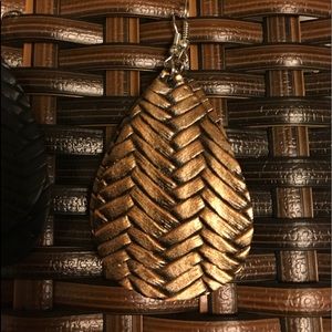 Weave Faux Leather Earrings- Bronze
